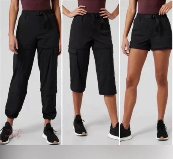 Athleta Pants - Athleta Trekkie Convertible Hike Pant Women 0 Black Nylon Stretch Ripstop Climb